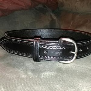 Handmade black/silver leather belt w/ fancy edges
